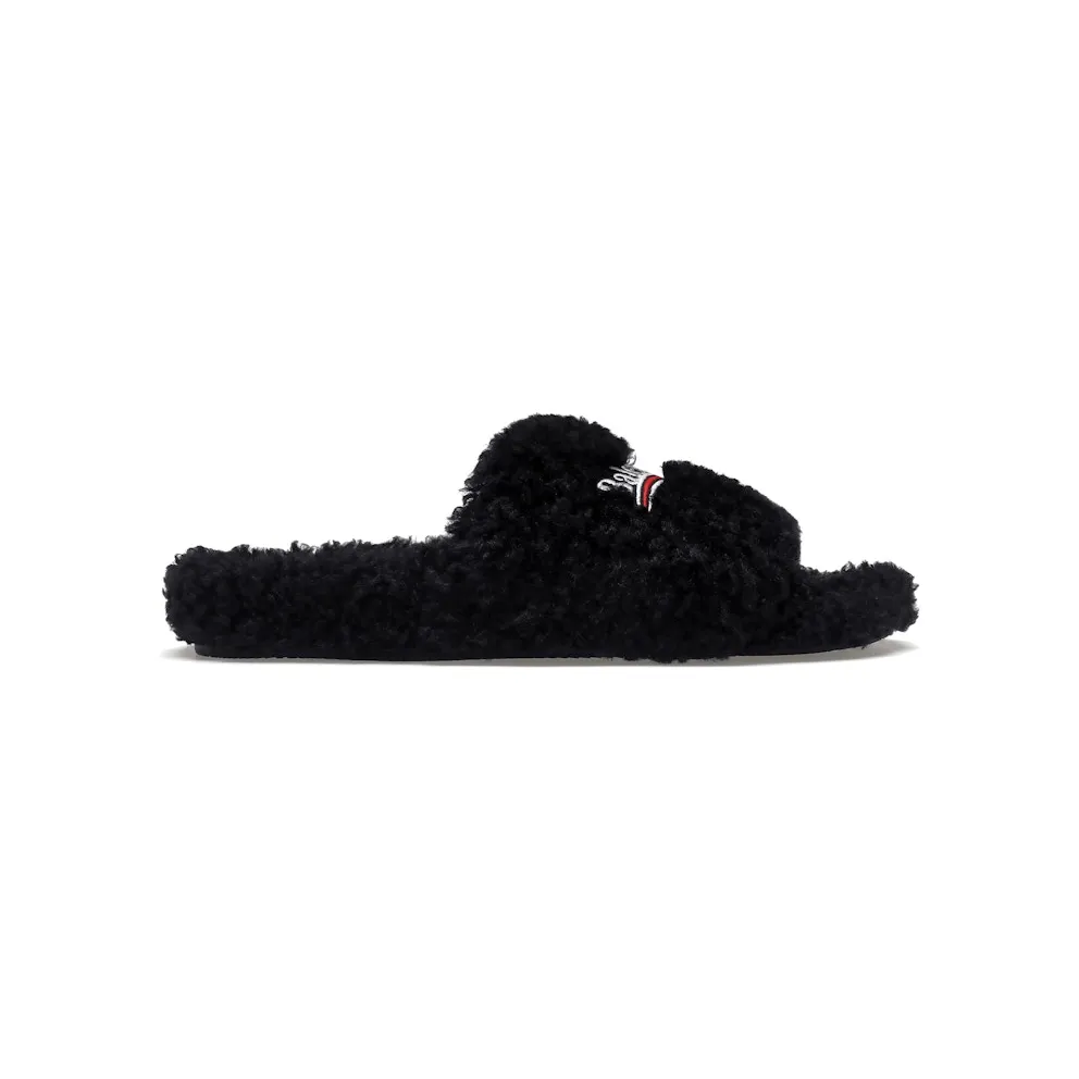 Balenciaga Furry Slide Black White (W)