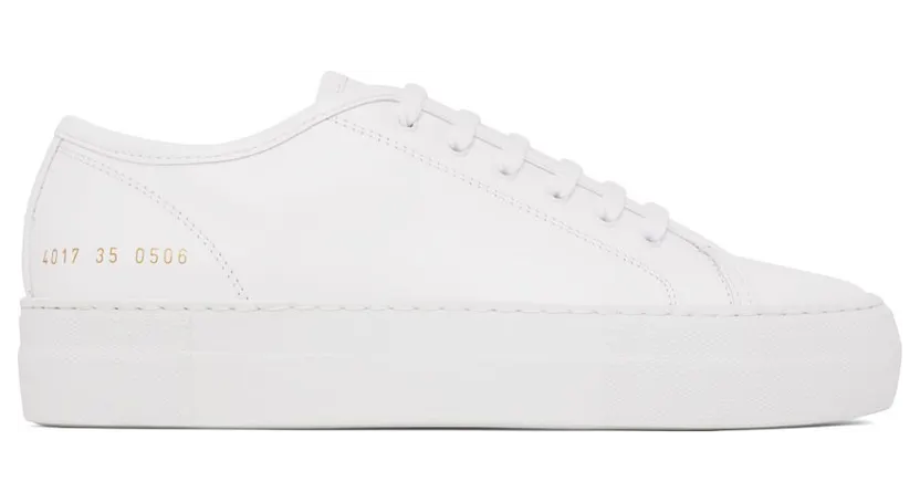 Common Projects White Tournament Low Super Sneakers (4017)