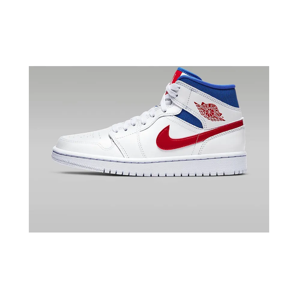 Air Jordan Womens Nike AJ I 1 Mid White ‘Red Royal’ (2020) (BQ6472-164)