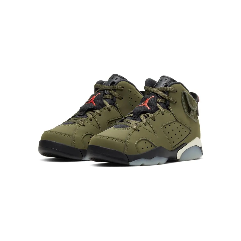 Jordan 6 Retro Travis Scott (PS) Medium Olive/Black-Sail-University Red (CQ3565-200)
