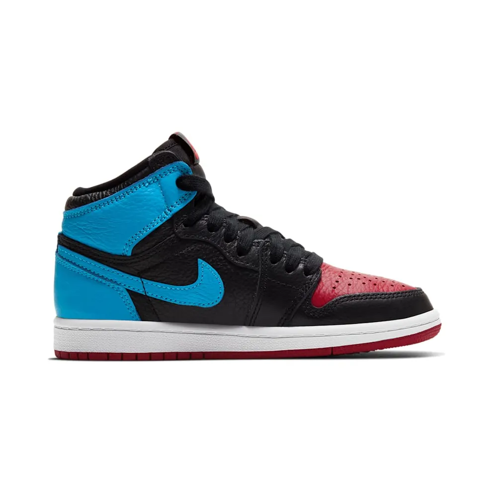 Jordan 1 Retro High UNC Chicago Leather (PS) Black/Dark Powder Blue-Gym Red (CU0449-046)