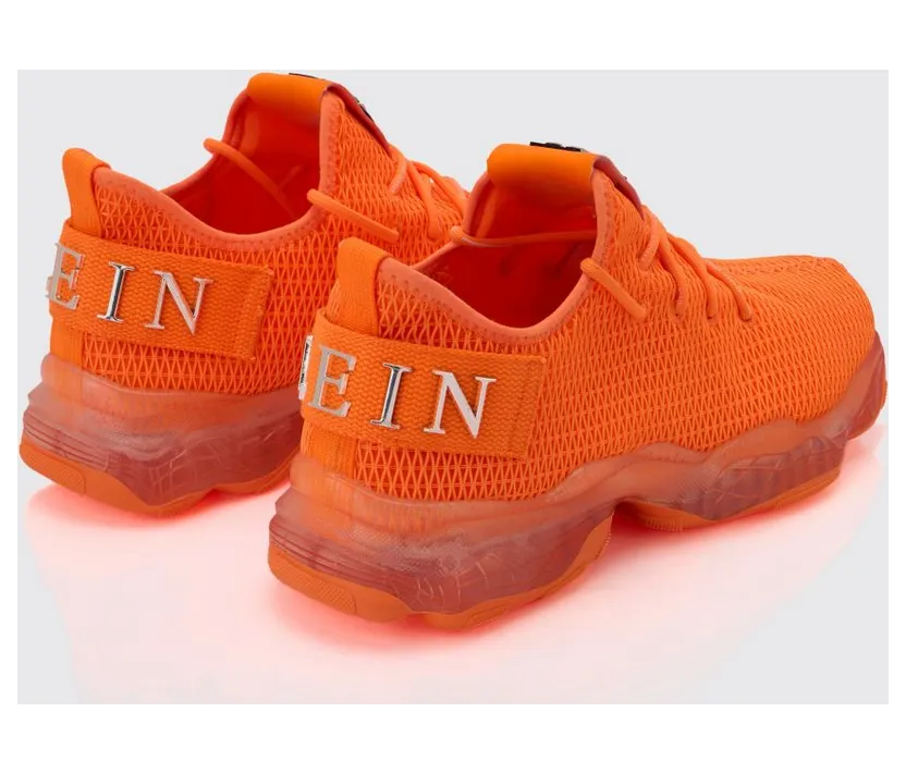 Philipp plein Low-Top Lace-Up Sneakers in Technical Knit Fabric with Logo Orange (UACSUSC0077PTE003N86) (2)