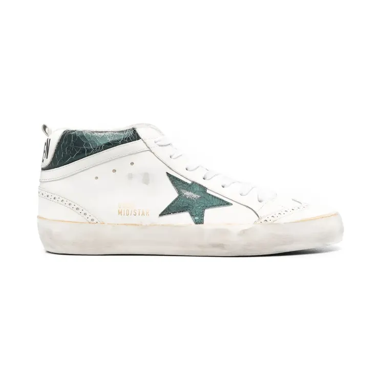 Golden Goose Mid Star sneakers met gebarsten effect – Beige (GMF00123F004532)