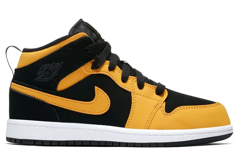 Air Jordan 1 Mid PS ‘Reverse New Love’ Black/White-University Gold (640734-071)