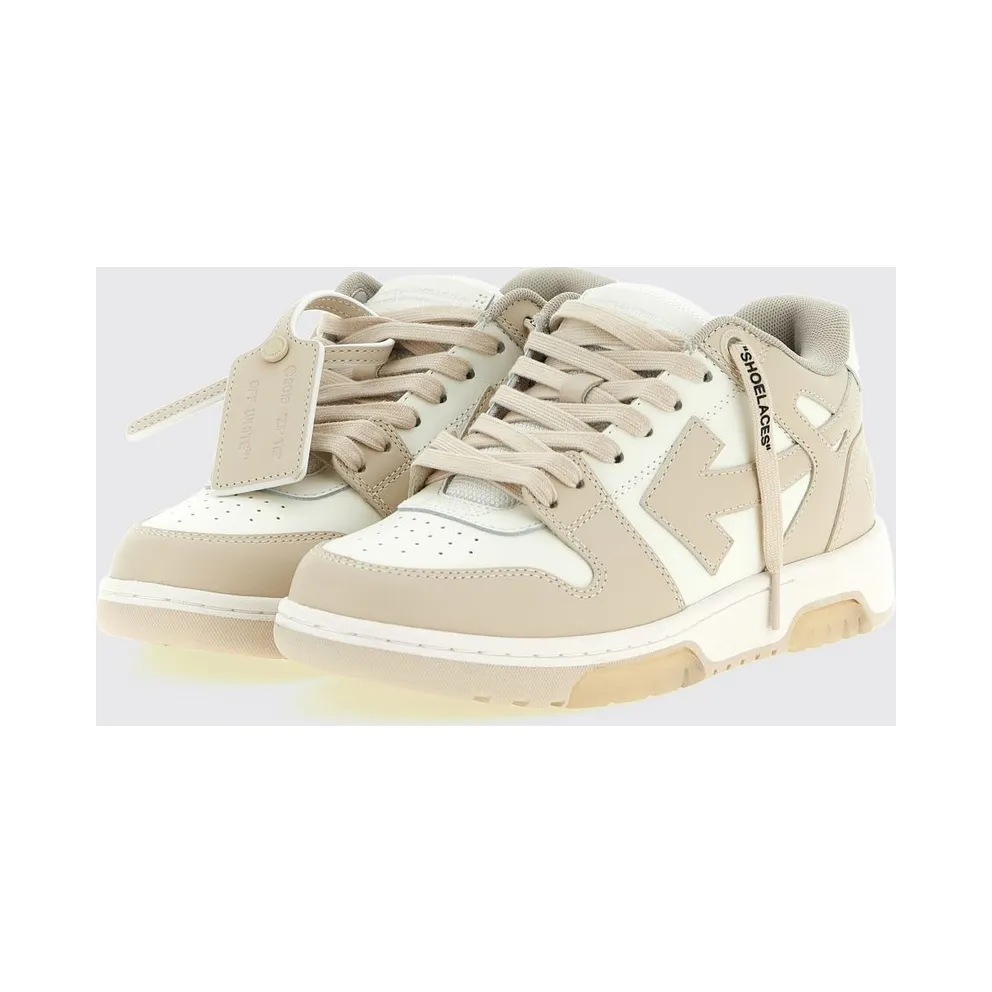 Off-White Out Of Office Bicolor Leather Sneakers with Applied Logo Beige (W259C9L0060161)