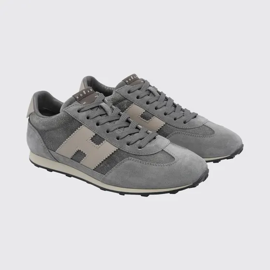 Hogan H699 Sneakers in Calfskin and Suede with Notched Sole Grey (HXM6990GH00VGV6L58)