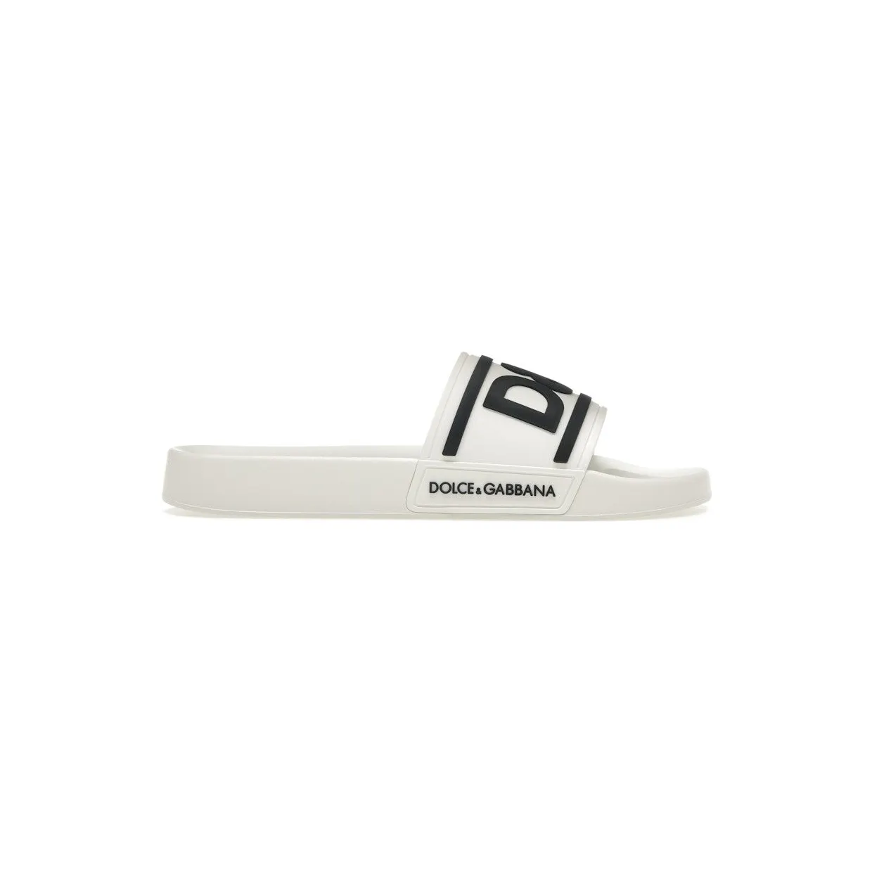 Dolce & Gabbana Beachwear Sliders DG Logo White Black (CS2072AQ85889697)