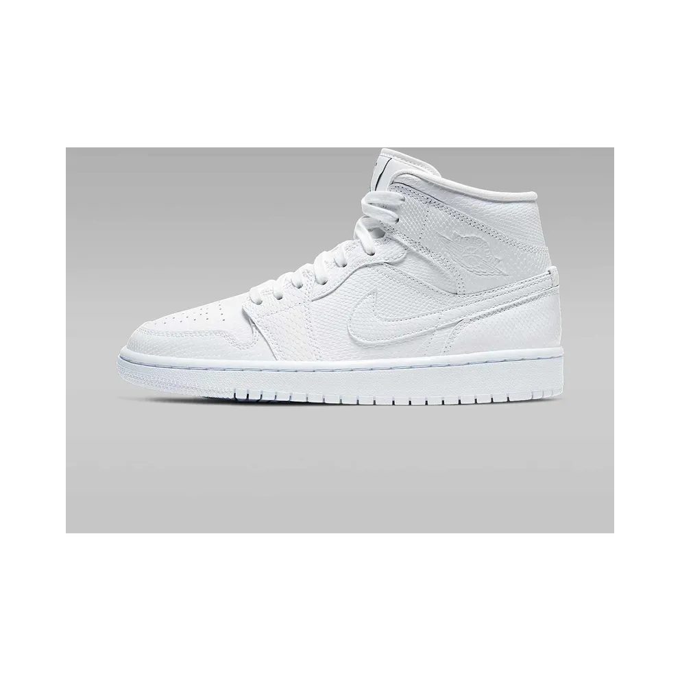 Jordan 1 Mid White Snakeskin (W) White/White-White (BQ6472-110)