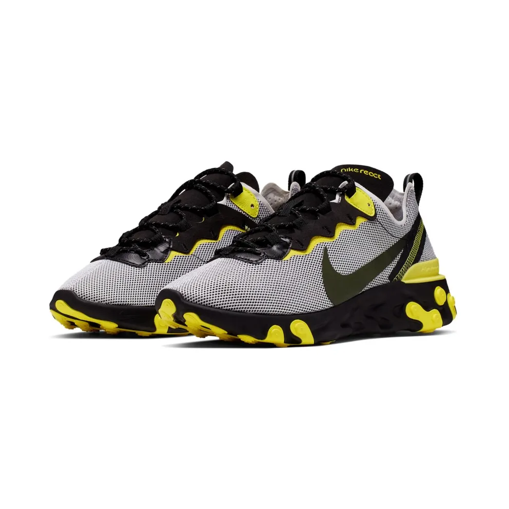 Nike React Element 55 Dynamic Yellow Pure Platinum/Dynamic Yellow-Vast Grey-Black (CK1686-001)