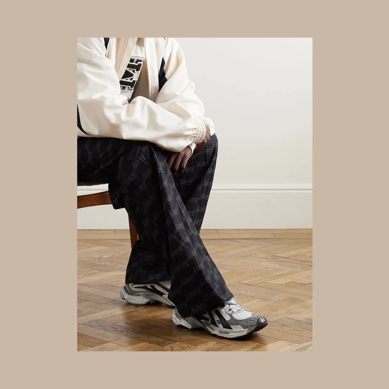 Balenciaga Runner Distressed Nylon, Suede and Rubber Sneakers Gray (772774W3RNY) (2)