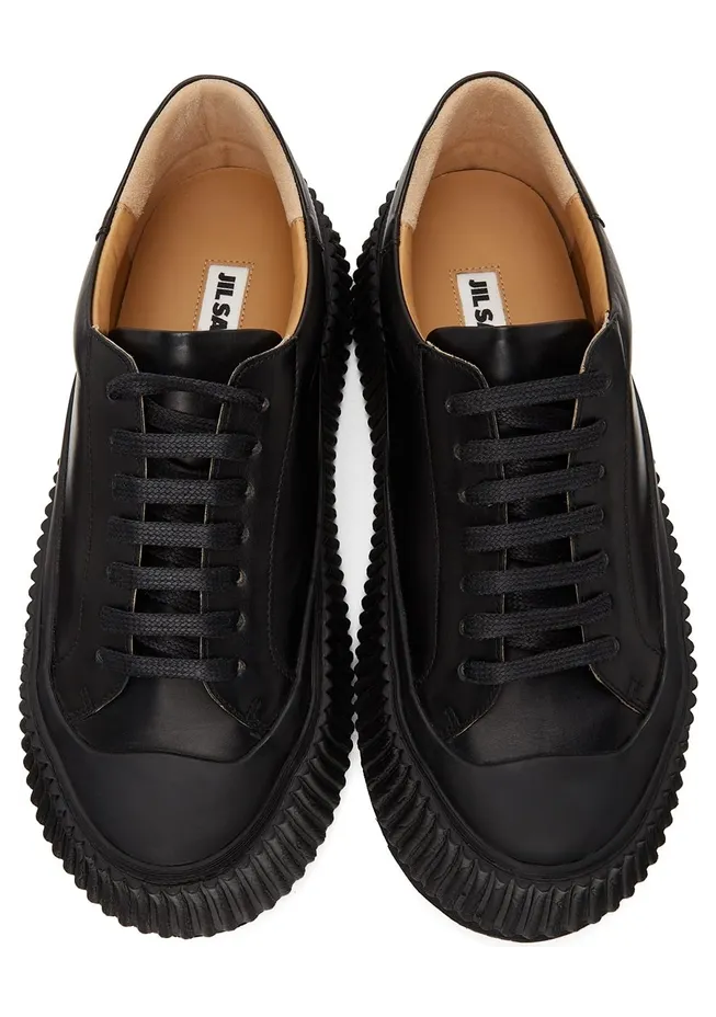 Jil Sander Black Leather Platform Sneakers (JS32108A_14020) (5)