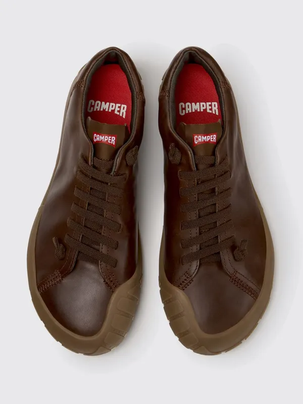 Camper Peu Path+ Slip-On in Smooth Leather with Elastic Laces Brown (K101114-011PEUPATH+0)