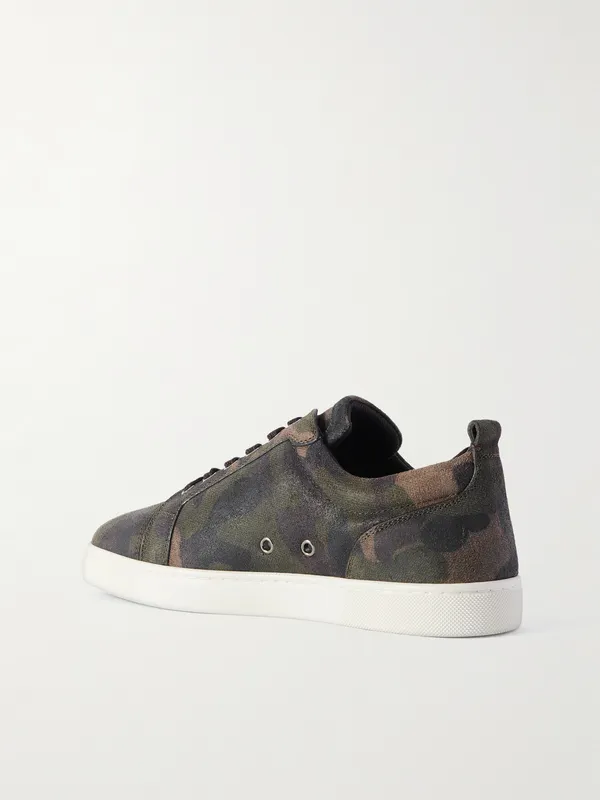 Christian Louboutin Louis Junior Camouflage-Print Nubuck Sneakers Green (3250632) (4)
