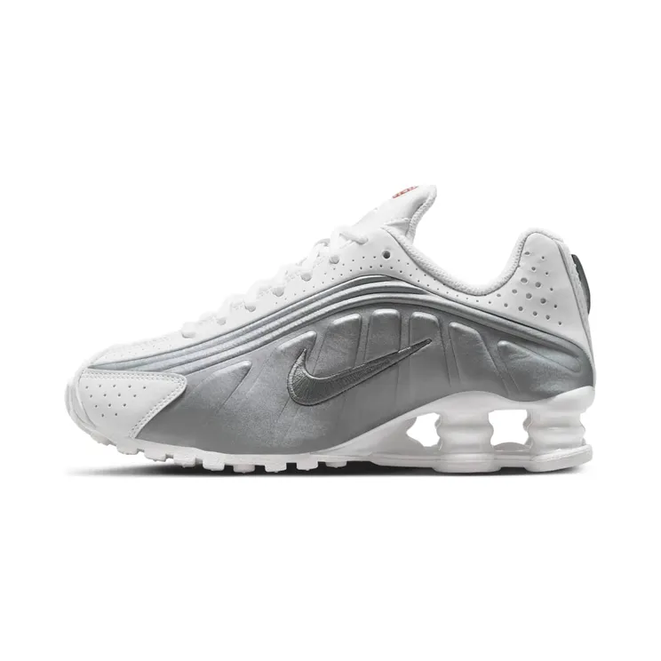 Nike Shox R4 GS “White / Bright Crimson / Metallic Silver” (CW2626-101)