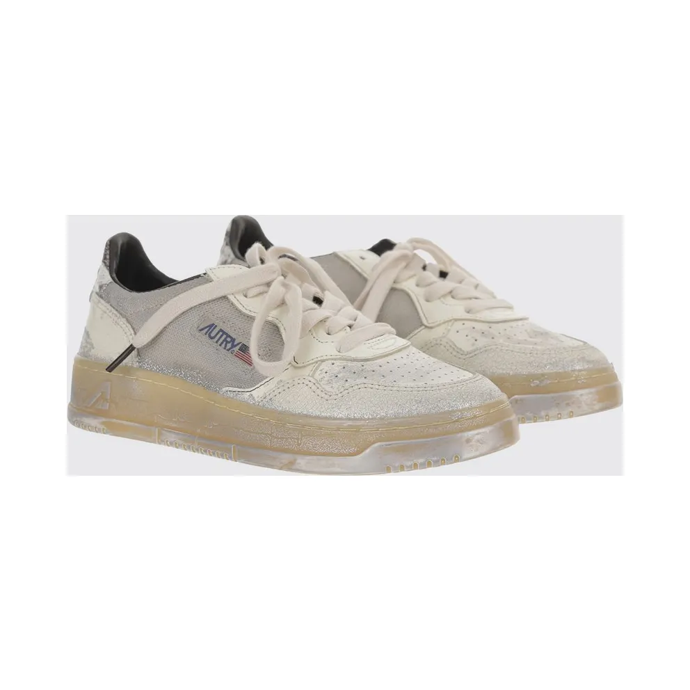 Autry Medalist Low Super Vintage Sneakers in Used Leather and Mesh Red (AVLWME01)