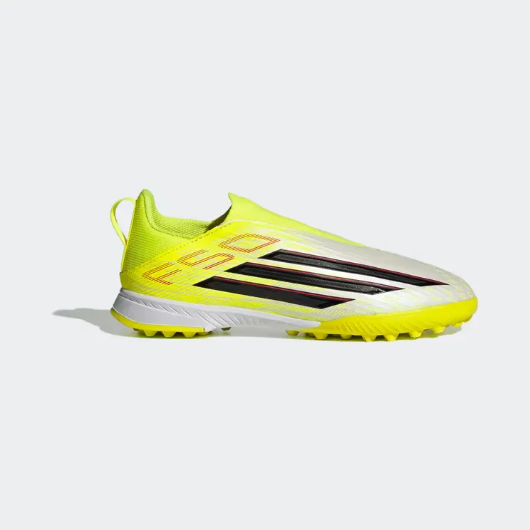 adidas F50 League Laceless Turf Football Boots Kids “Team Solar Yellow 2 / Core Black / Lucid Red” (JR9023)