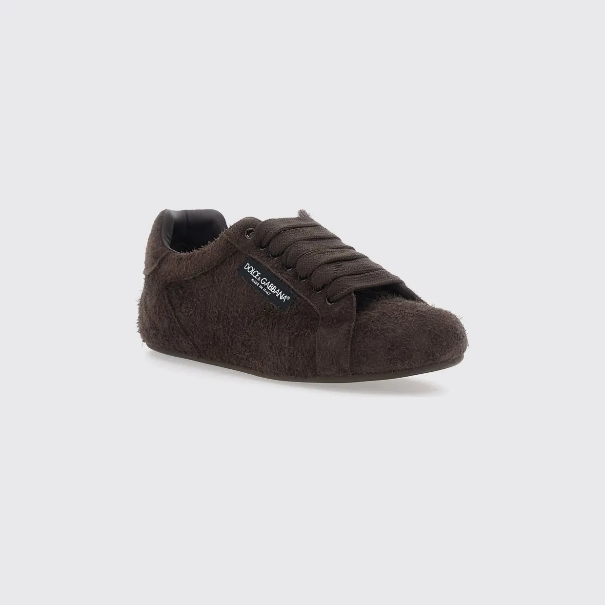 Dolce & Gabbana Portofino Soft Sneakers in Suede Calfskin Dark (CS2471A098187754)