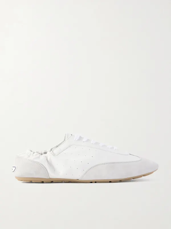 Saint Laurent Lewis Suede and Full-Grain Leather Sneakers White (862568AAGB9)