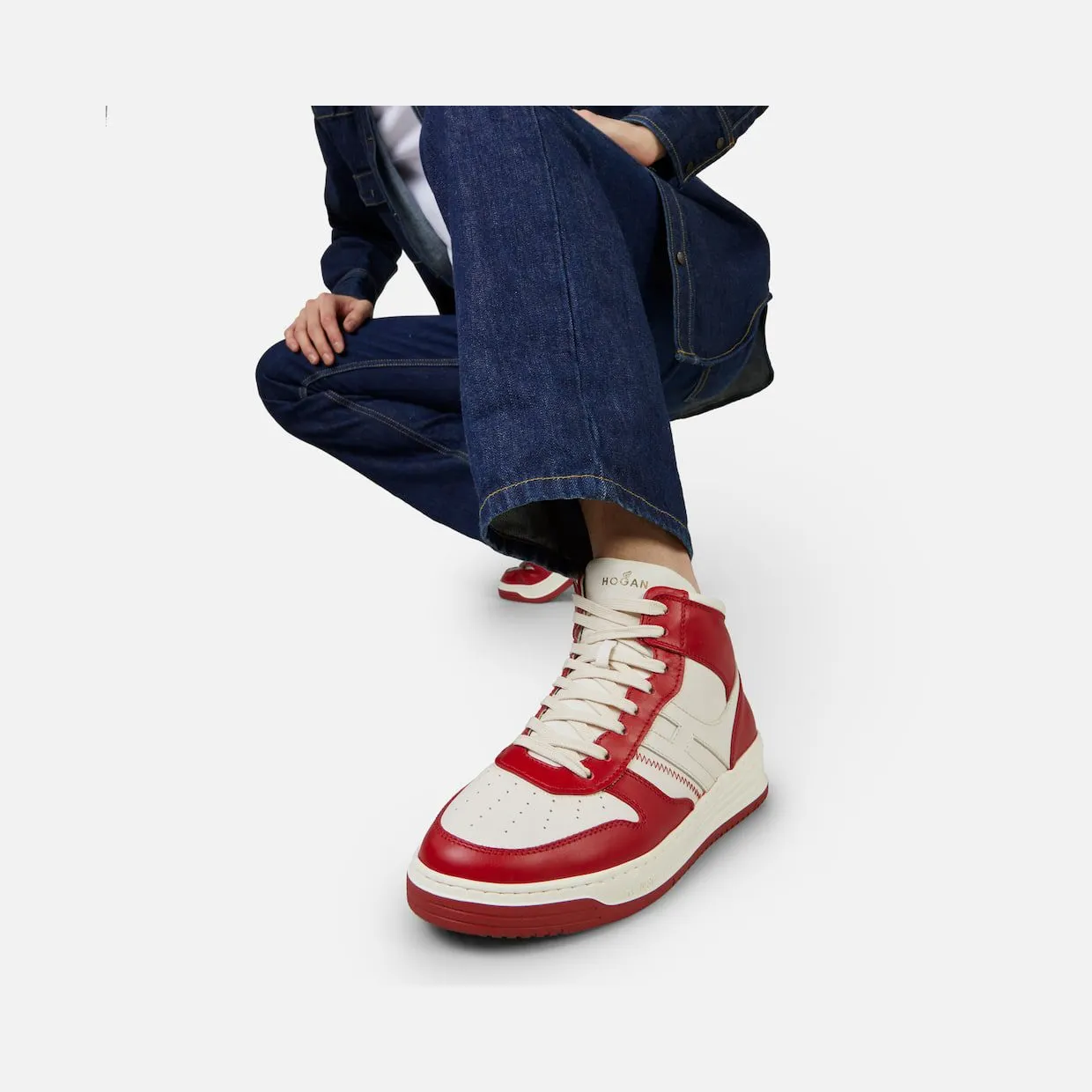Sneakers Hogan H630 High Top White Red (HXM6300EU40R37958X) (5)
