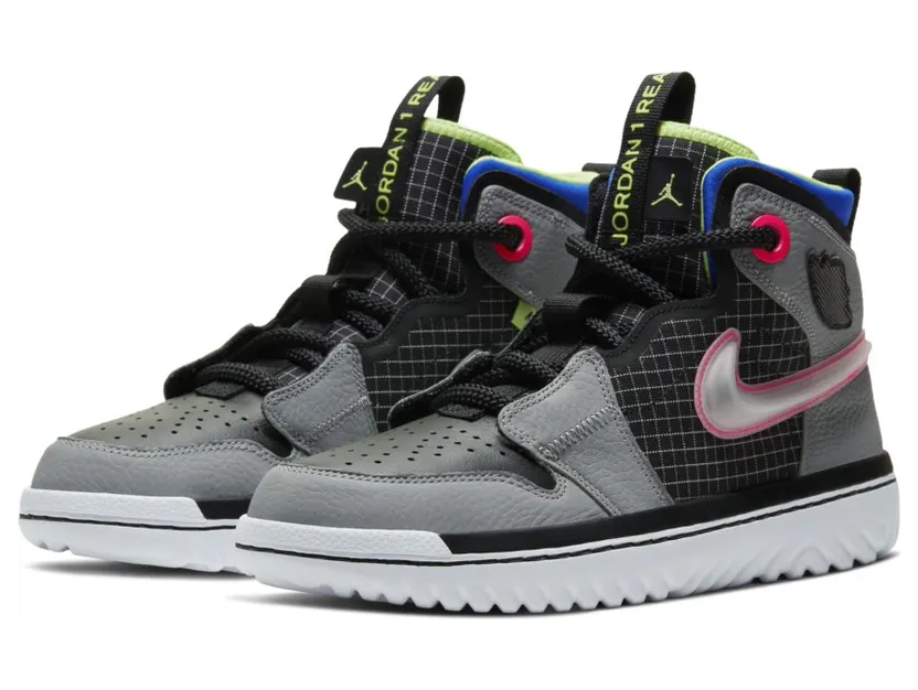 Jordan 1 High React Black Particle Grey