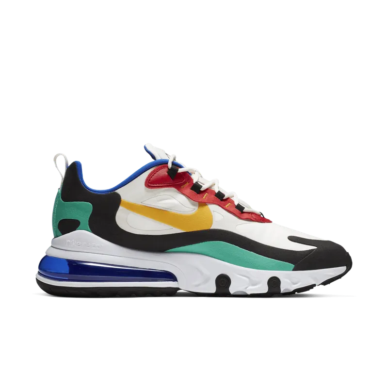 Nike Air Max 270 React Bauhaus Phantom/University Gold-University Red-Black-Kinetic Green-Hyper Royal (AO4971-002)