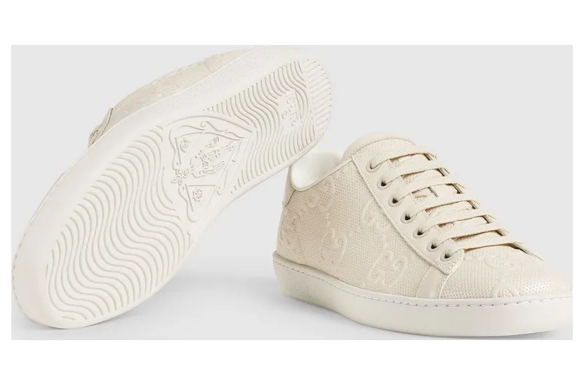 Gucci Ace GG Embossed Cream (W) (660135 1XK10 9022) (6)