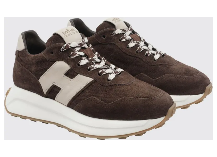Hogan H641 in Calfskin and Suede with Notched Chunky Sole Brown (HXW6410EH41VFX0R1L)