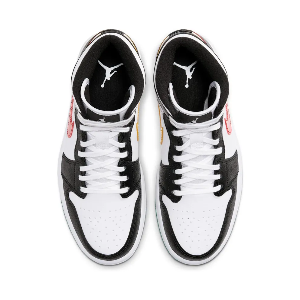 Air Jordan Womens Nike AJ I 1 Mid ‘Alternate Swooshes’ Red Yellow (2020) (BQ6472-063)