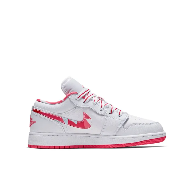 Jordan 1 Low Topaz Mist (GS) White/Ember Glow-Topaz Mist-University Red (554723-104)