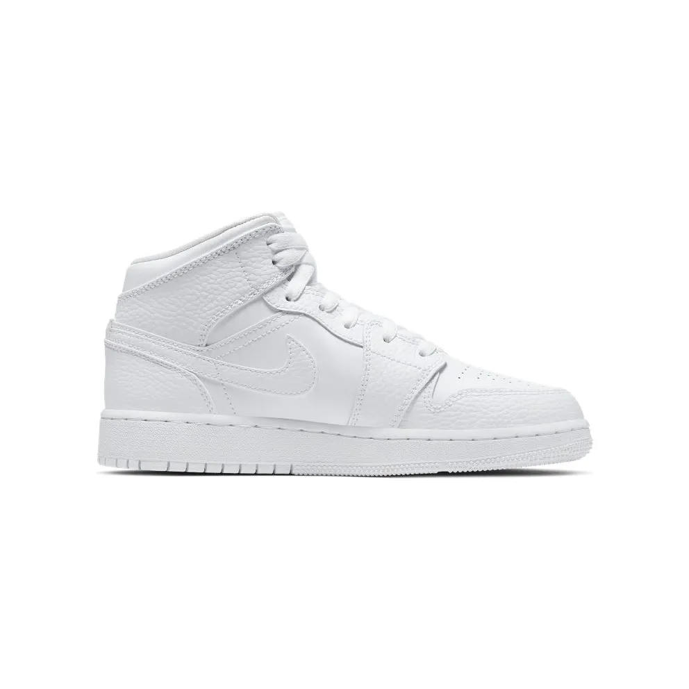 Nike Jordan 1 Mid Triple White (GS) White/White/White (554725-130)