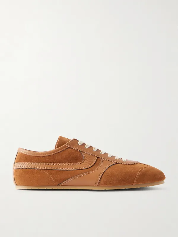 Dries Van Noten Leather-Trimmed Suede Sneakers Tan (261-021726-0126)