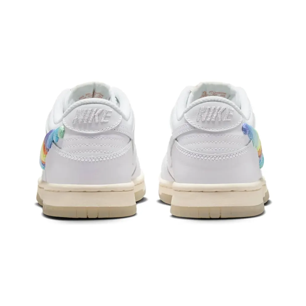 Nike Dunk Low SE GS “Rainbow Lace Swoosh White” (FN4861-100)
