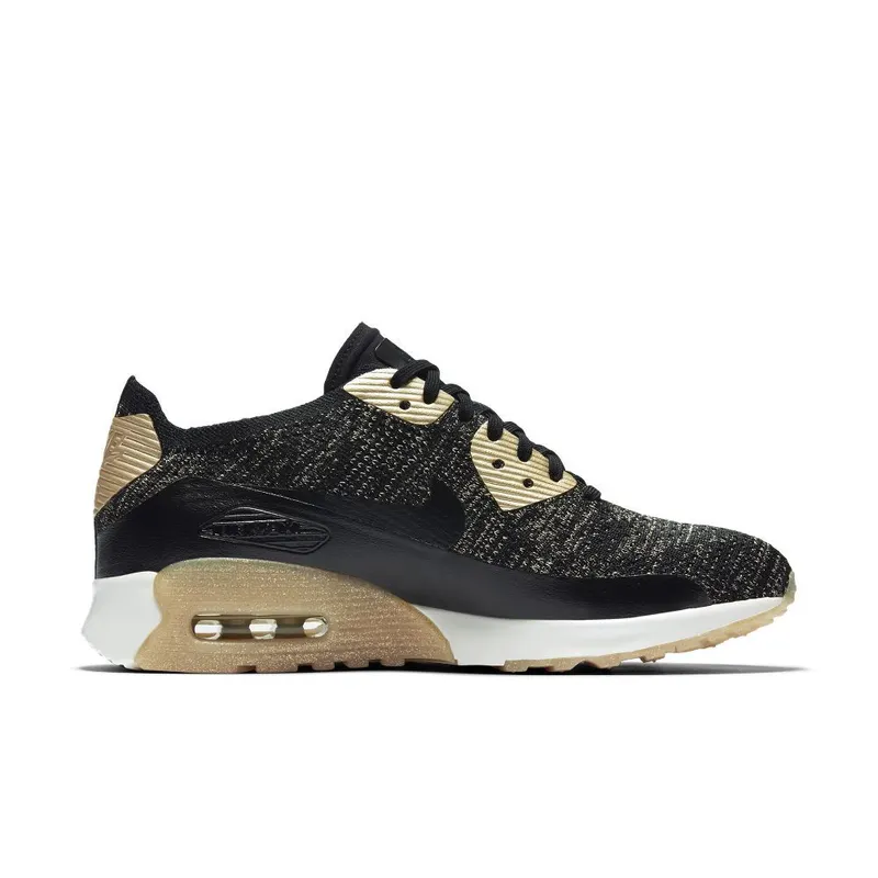 Nike Air Max 90 Ultra Flyknit Metallic Gold (W) Black/Metallic Gold-White (881563-001)