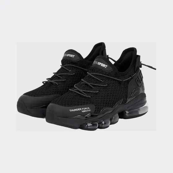 Plein Sport Two-Tone Mesh Low-Top Trainers with Cushioned Sole Black (PADSUSC0576STE003N0202)