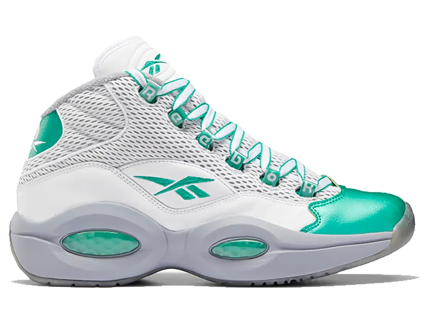 Reebok Question Mid Philadelphia Eagles White/Court Green-Cool Shadow (Other Brands Reebok)