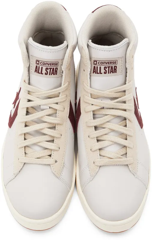 Converse Pro Leather Hi White / Deep Bordaeux / String (171606C)