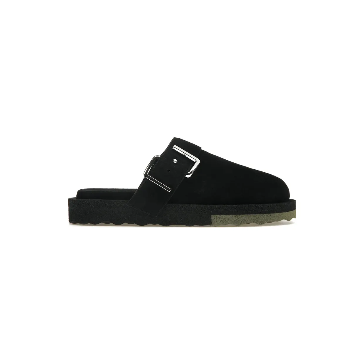 OFF-WHITE Sponge Buckle Slippers Black Khaki (OMIC003S22LEA0011063)