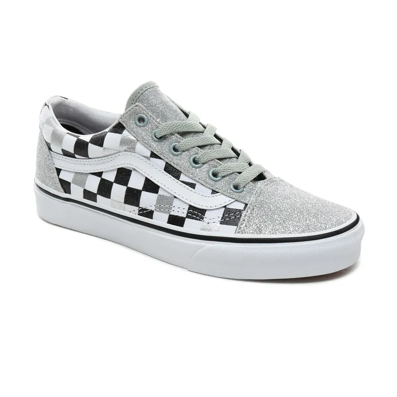 Vans Old Skool Glitter Checkerboard (W) Silver/True White-Black (VN0A4BV5V3J)