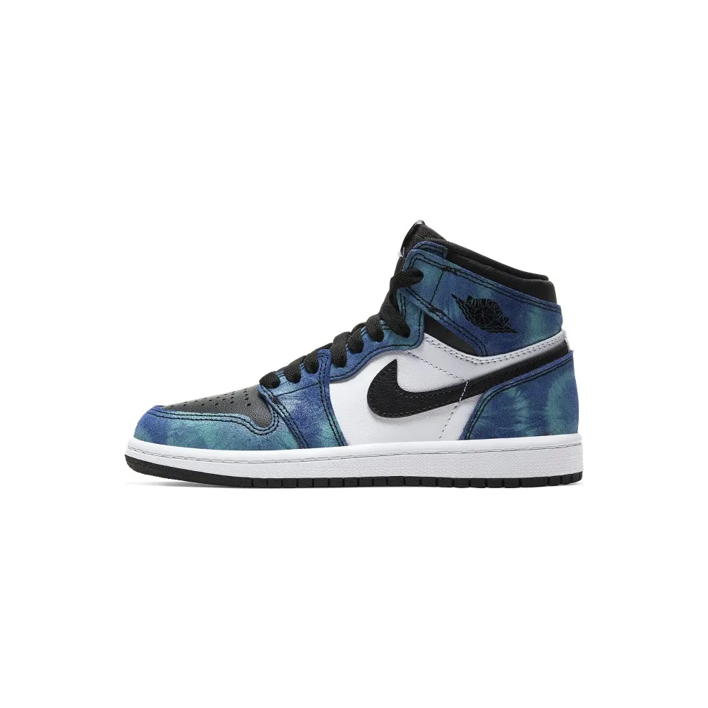 Jordan 1 Retro High Tie Dye (PS) White/Black-Aurora Green (CU0449-100)