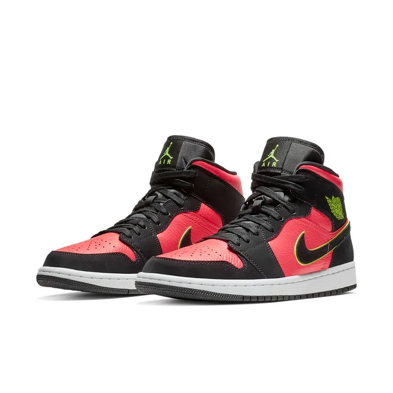Jordan 1 Mid Black Hot Punch (W) Black/Volt-Hot Punch-White (BQ6472-006)