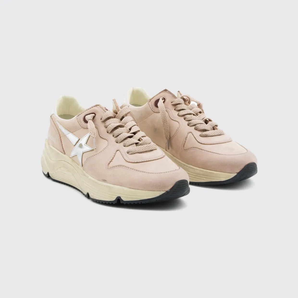 Golden goose Running Sole Leather Sneakers with Distressed Chunky Sole Yellow Cream (GWF00126F00851611709)