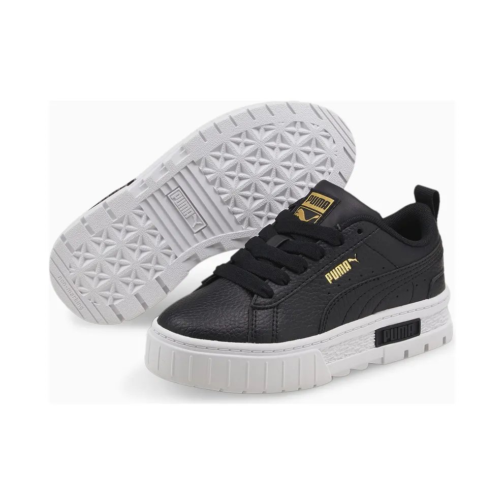 PUMA Mayze Leather Kids’ Black/Gold (384528-02)
