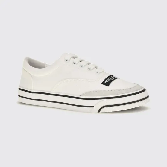 Dolce & Gabbana DG Sailing Low-Top Sneakers in Leather and Cotton Canvas White (CK2399A04588S169)