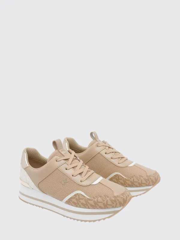 Michael Kors Raina Platform in Monogram Canvas and Mesh with Platform Sole Beige (43T6RNFS1D156)