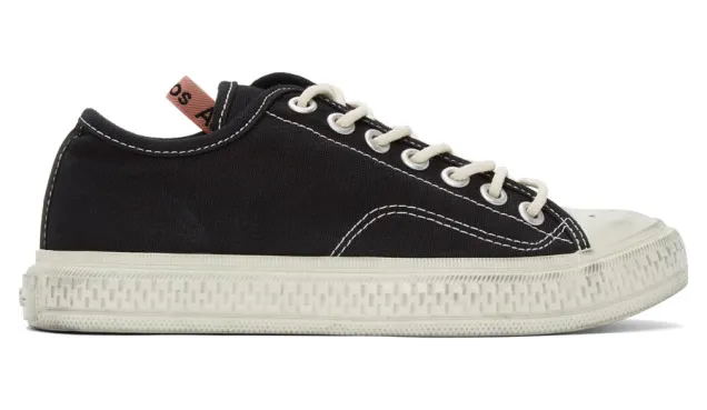 Acne Studios Black Canvas Low-Top Sneakers (BD0153-)