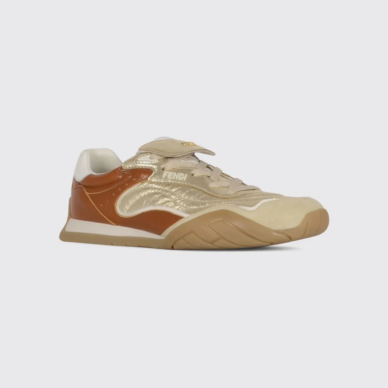 Fendi Wave Pulse Leather Sneakers Gold (8E8820AYFCF1TZ3)