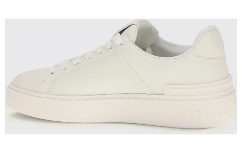 Balmain B-Court Smooth Leather Sneakers with Printed Logo White (HN1VI690LVTR0FA) (2)