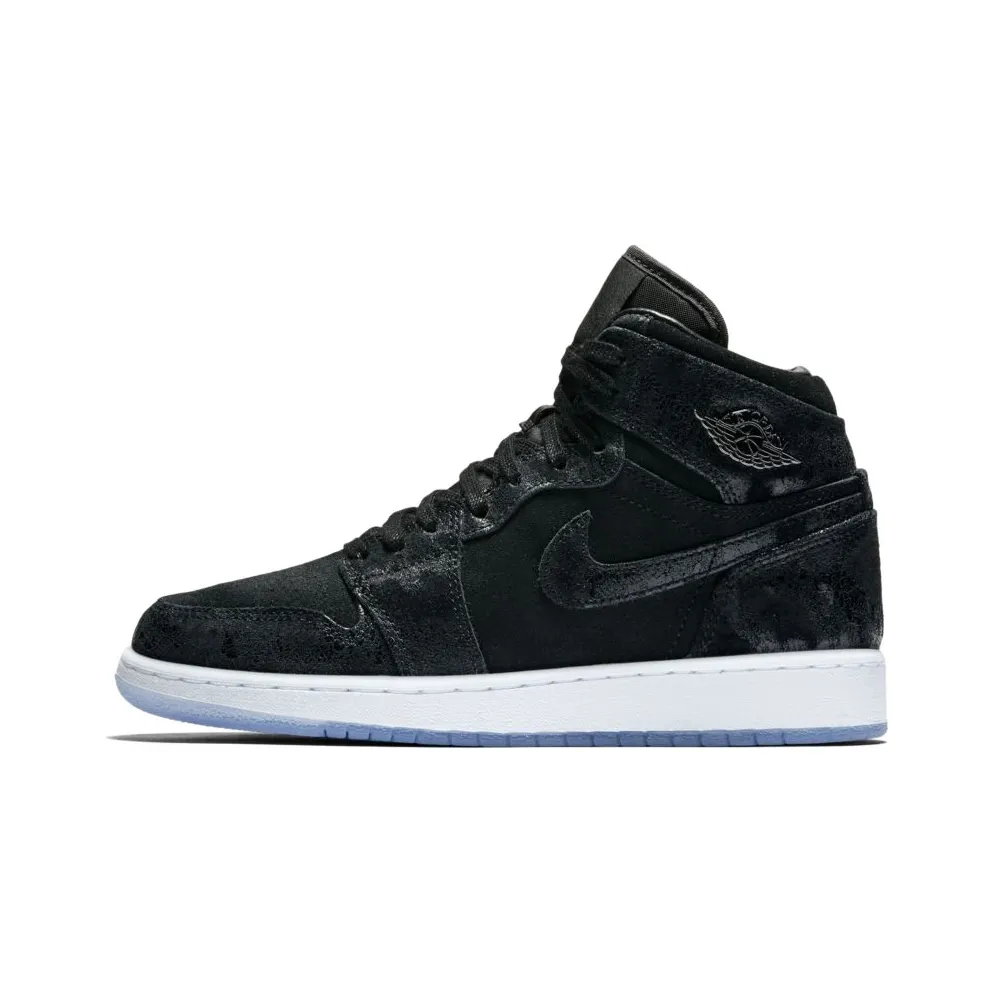 Jordan 1 Retro High Heiress Black Suede (GS) Black/Black-White-Gym Red (832596-001)