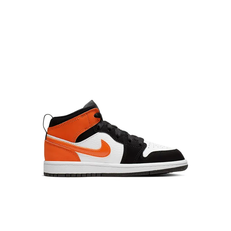 Jordan 1 Mid Shattered Backboard (PS) Black/Starfish-Starfish-White (640734-058)