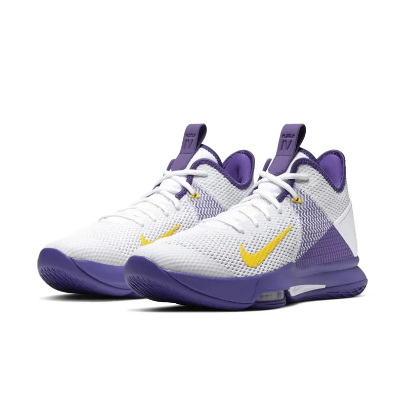 Nike LeBron Witness 4 White/Voltage Purple White/Voltage Purple-Pure Platinum-Metallic Gold (BV7427-100)
